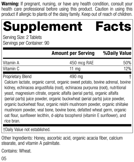 Cataplex A-C, Rev 04 Supplement Facts
