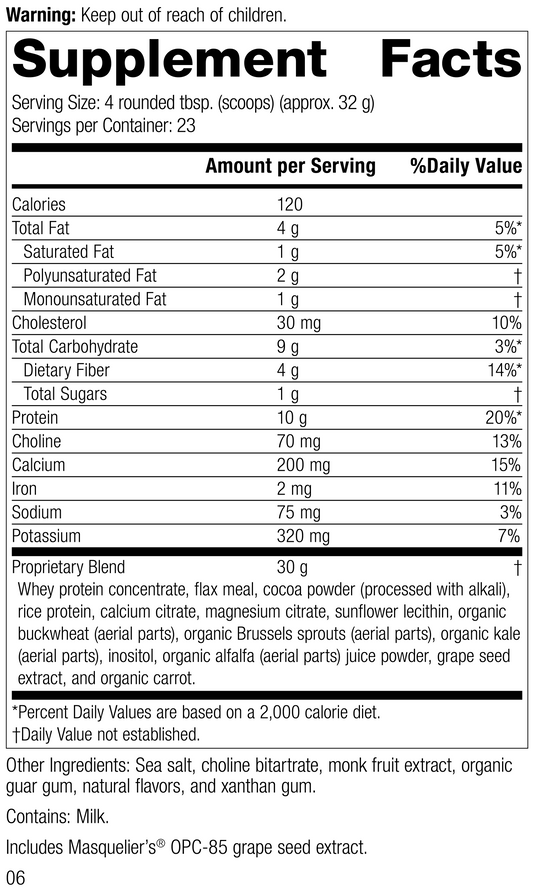 SP Complete® Chocolate, 26 Ounces, Rev 05 Supplement Facts