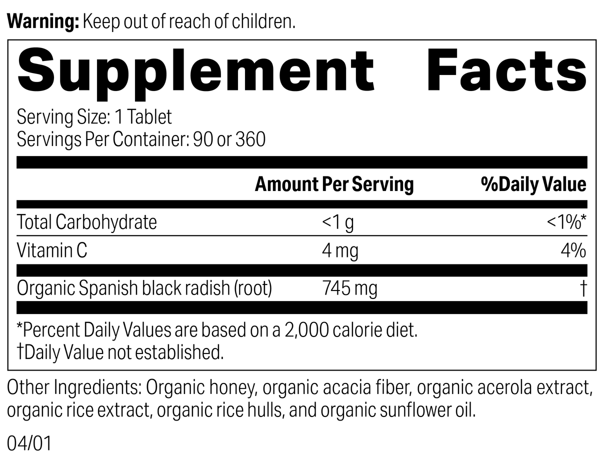 Spanish Black Radish, 360 Tablets
