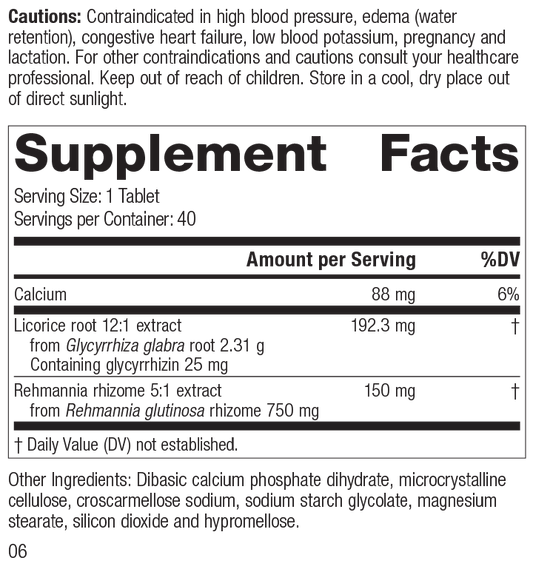 Adrenal Complex, 40 Tablets, Rev 05 Supplement Facts